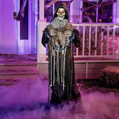 67 In. H Halloween Yard Decoration Sound Activated Animatronic Grim Reaper, Battery Powered (Battery Not Included)