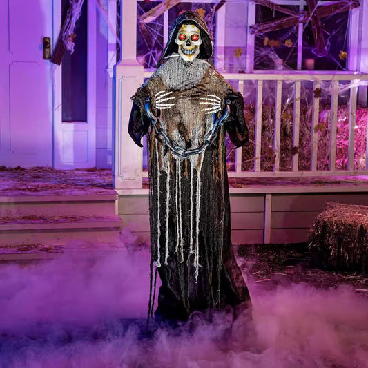 67 In. H Halloween Yard Decoration Sound Activated Animatronic Grim Reaper, Battery Powered (Battery Not Included)
