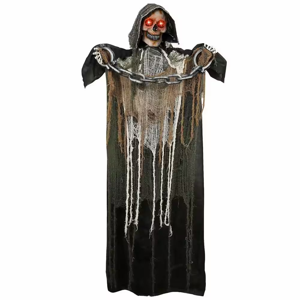 67 In. H Halloween Yard Decoration Sound Activated Animatronic Grim Reaper, Battery Powered (Battery Not Included)