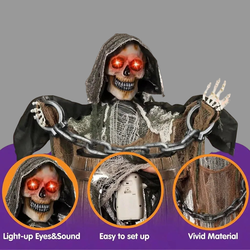 67 In. H Halloween Yard Decoration Sound Activated Animatronic Grim Reaper, Battery Powered (Battery Not Included)