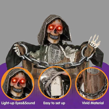 67 In. H Halloween Yard Decoration Sound Activated Animatronic Grim Reaper, Battery Powered (Battery Not Included)