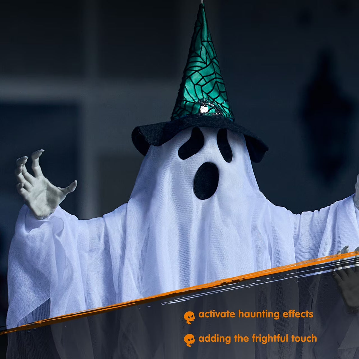 3 Packs Hanging Ghost Halloween Decorations Outdoor,24.8" White Flying Ghosts with Hats Outdoor Hanging Halloween Decorations Yard Decorations